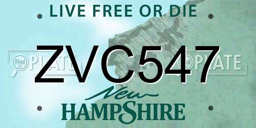 ZVC547 New Hampshire License Plate