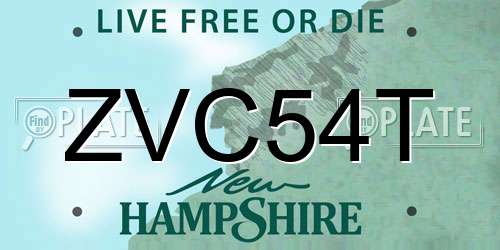 ZVC54T New Hampshire License Plate