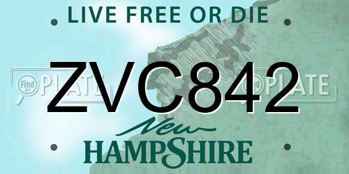 ZVC842 New Hampshire License Plate