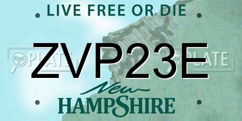 ZVP23E New Hampshire License Plate