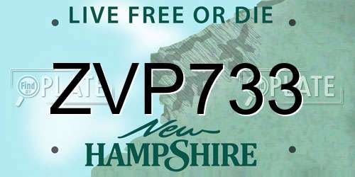ZVP733 New Hampshire License Plate