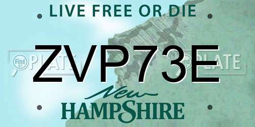 ZVP73E New Hampshire License Plate