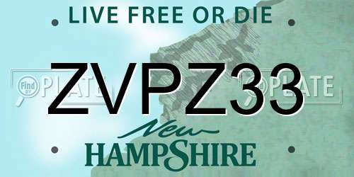 ZVPZ33 New Hampshire License Plate
