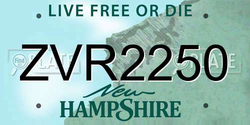 ZVR2250 New Hampshire License Plate