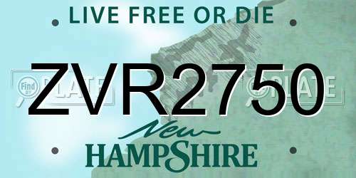 ZVR2750 New Hampshire License Plate