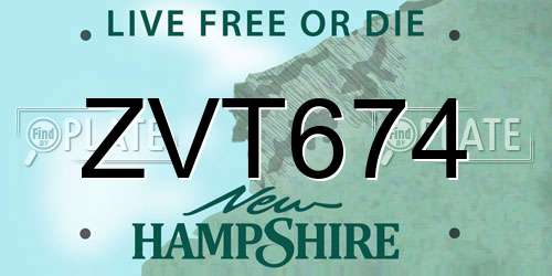 ZVT674 New Hampshire License Plate