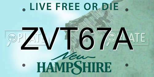 ZVT67A New Hampshire License Plate