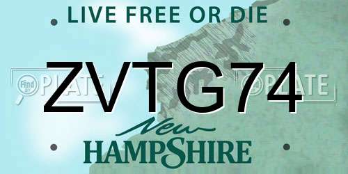 ZVTG74 New Hampshire License Plate