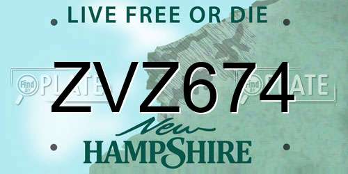 ZVZ674 New Hampshire License Plate