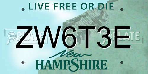 ZW6T3E New Hampshire License Plate