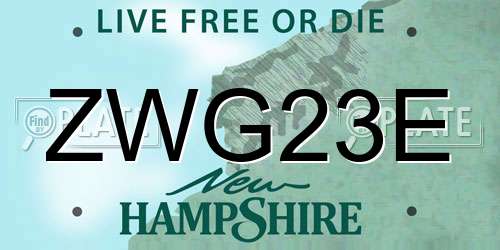 ZWG23E New Hampshire License Plate