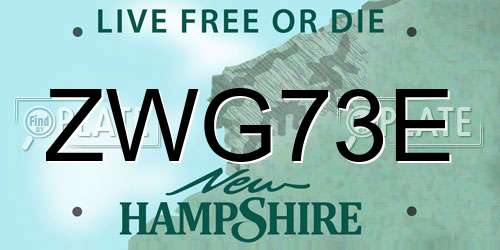 ZWG73E New Hampshire License Plate