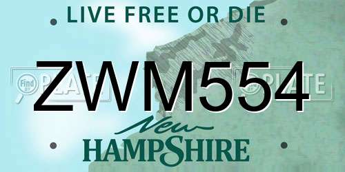 ZWM554 New Hampshire License Plate