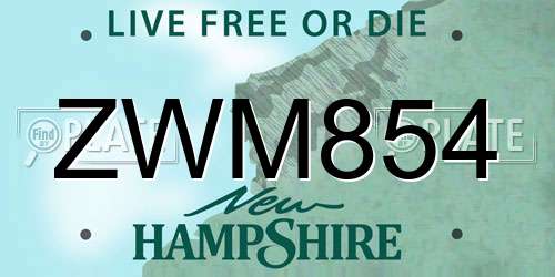 ZWM854 New Hampshire License Plate