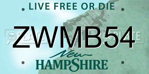 ZWMB54 New Hampshire License Plate