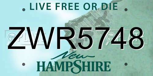 ZWR5748 New Hampshire License Plate