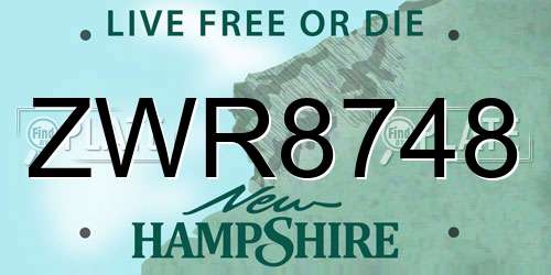 ZWR8748 New Hampshire License Plate