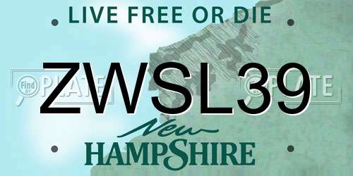 ZWSL39 New Hampshire License Plate