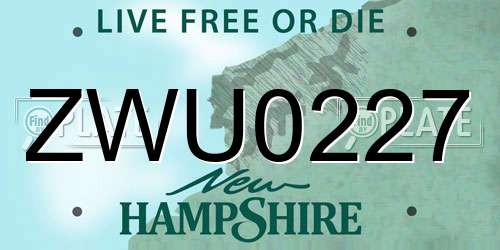 ZWU0227 New Hampshire License Plate