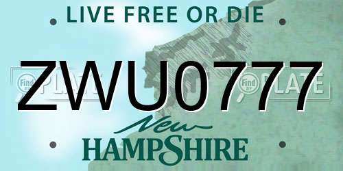 ZWU0777 New Hampshire License Plate