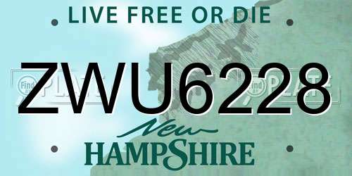 ZWU6228 New Hampshire License Plate