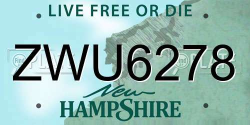 ZWU6278 New Hampshire License Plate