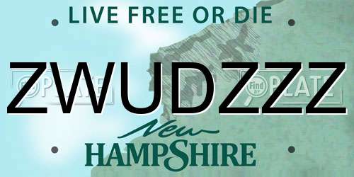 ZWUDZZZ New Hampshire License Plate
