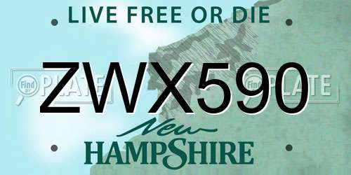 ZWX590 New Hampshire License Plate