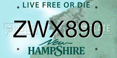 ZWX890 New Hampshire License Plate