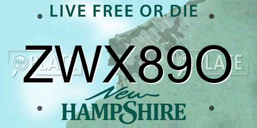ZWX89O New Hampshire License Plate