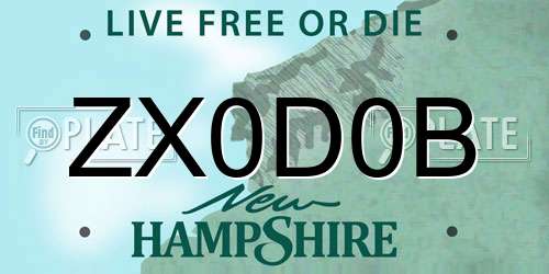 ZX0D0B New Hampshire License Plate