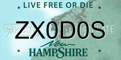 ZX0D0S New Hampshire License Plate
