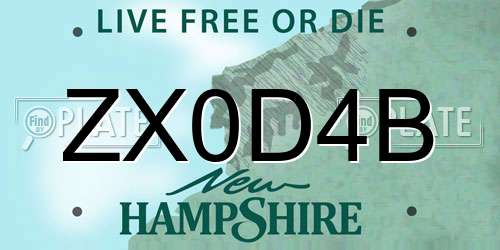 ZX0D4B New Hampshire License Plate