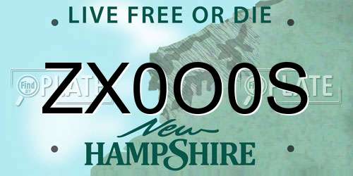 ZX0O0S New Hampshire License Plate