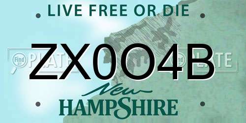 ZX0O4B New Hampshire License Plate