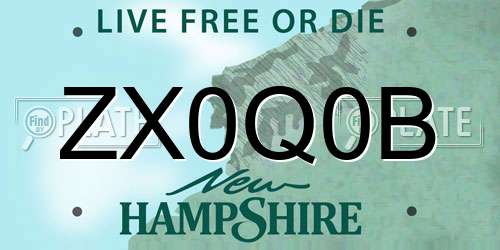 ZX0Q0B New Hampshire License Plate