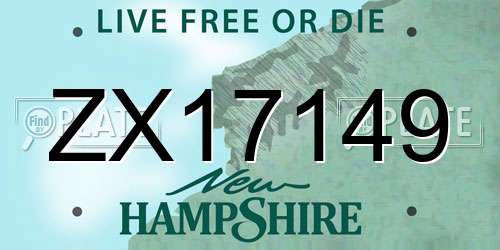 ZX17149 New Hampshire License Plate