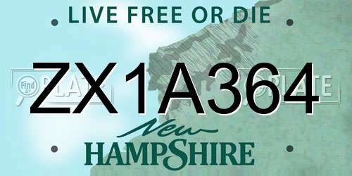 ZX1A364 New Hampshire License Plate