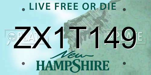 ZX1T149 New Hampshire License Plate