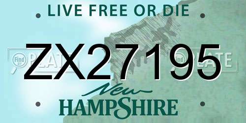 ZX27195 New Hampshire License Plate