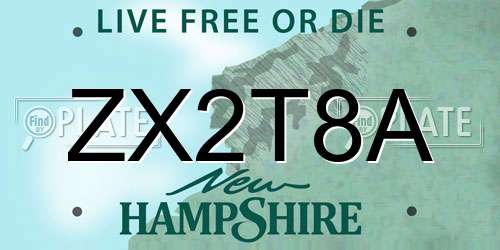ZX2T8A New Hampshire License Plate