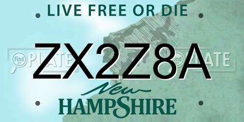 ZX2Z8A New Hampshire License Plate