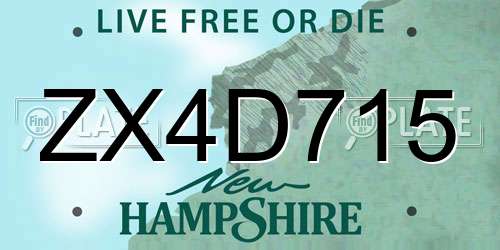 ZX4D715 New Hampshire License Plate