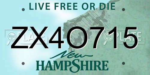 ZX4O715 New Hampshire License Plate