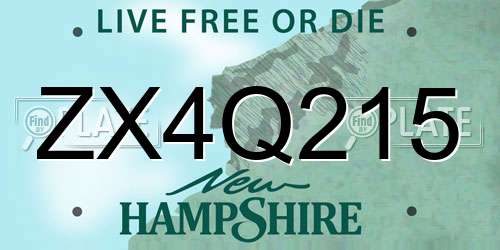 ZX4Q215 New Hampshire License Plate