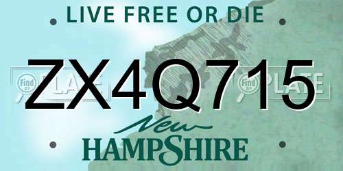 ZX4Q715 New Hampshire License Plate
