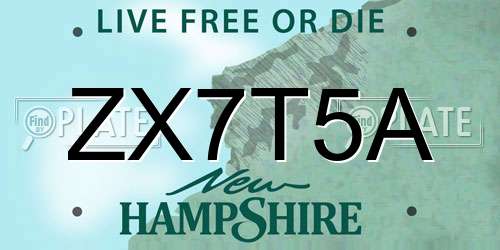ZX7T5A New Hampshire License Plate