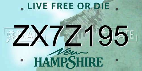 ZX7Z195 New Hampshire License Plate