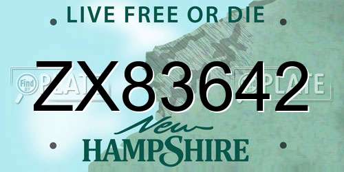 ZX83642 New Hampshire License Plate