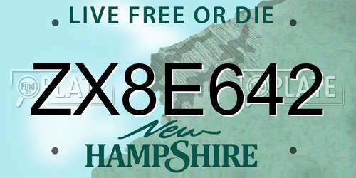 ZX8E642 New Hampshire License Plate